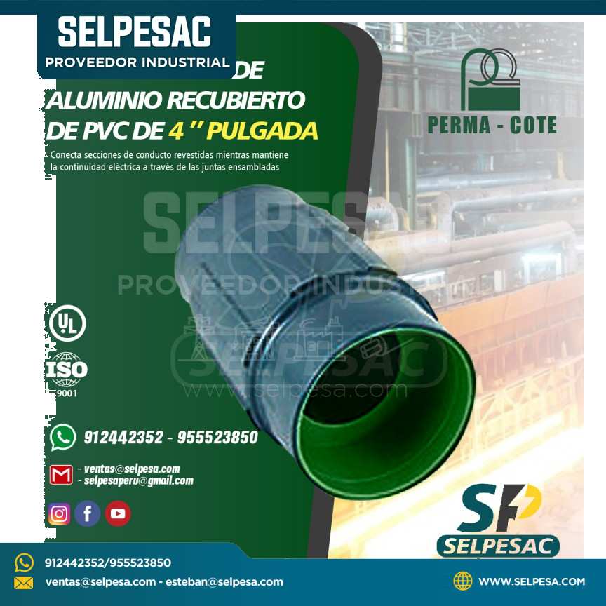 ACOPLAMIENTO DE ALUMINIO RECUBIERTO CON PVC 4´´ PULGADAS.