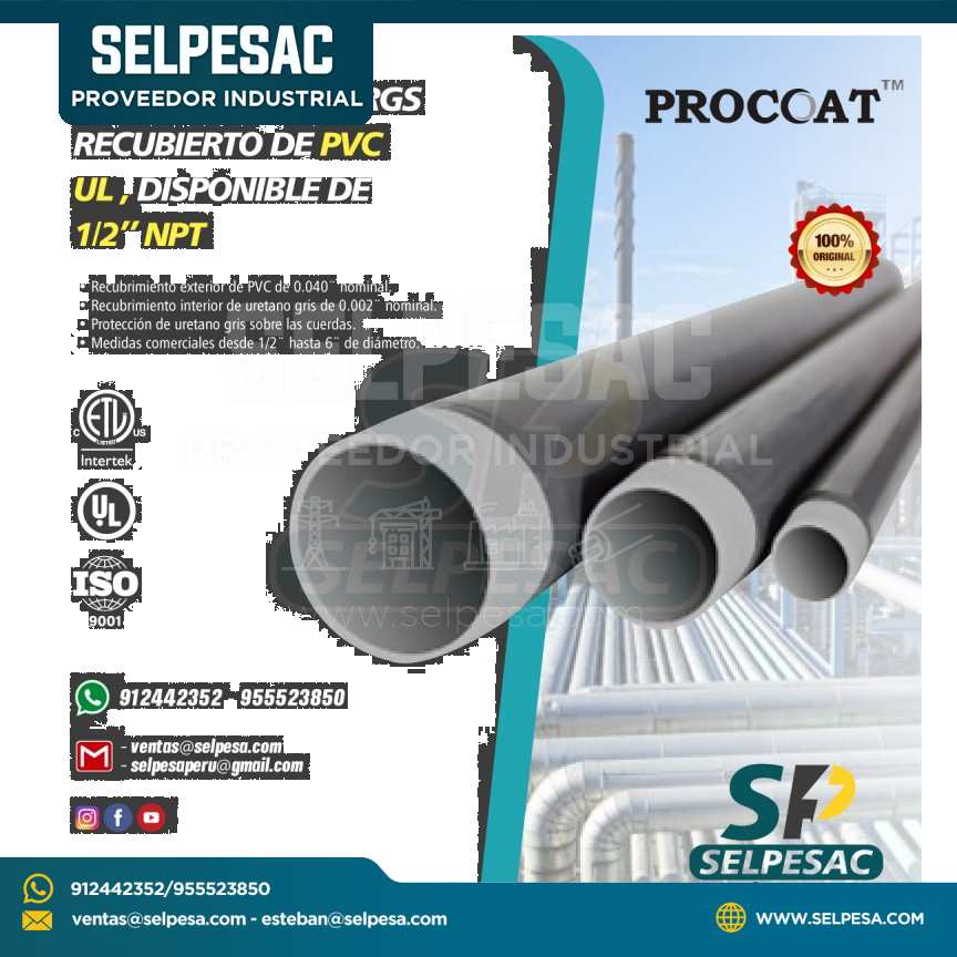 PROCOAT - TUBERÍA CONDUIT RGS RECUBIERTO DE PVC - UL NTP 1/2´´