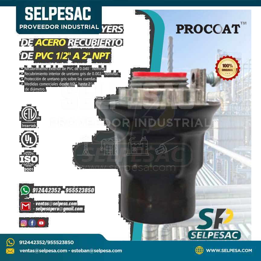 PROCOAT - CONECTOR HUB MYERS DE ACERO RECUBIERTO DE PVC - UL 1/2´´