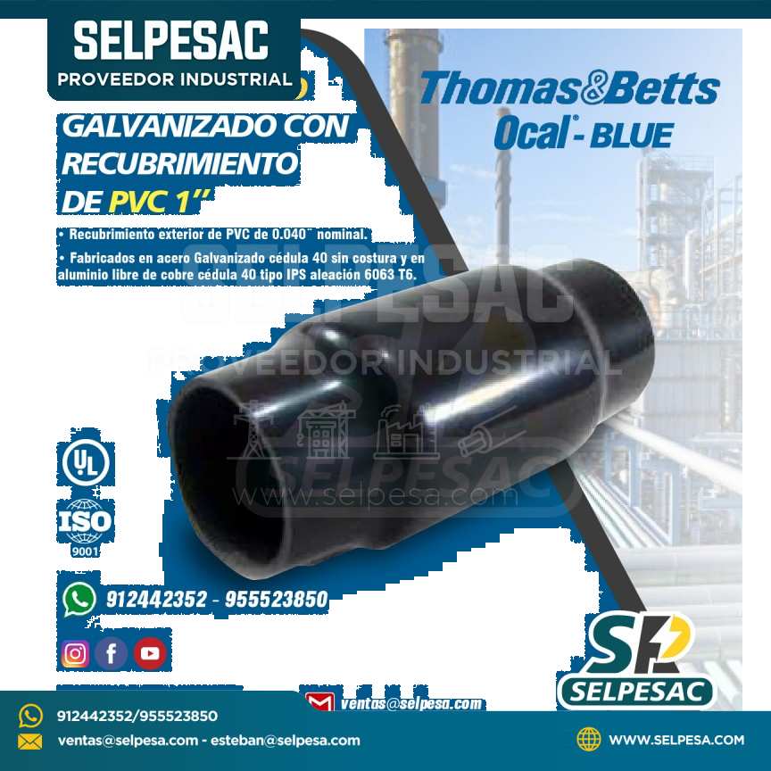 OCAL BLUE / THOMAS & BETTS - COPLE DE ACERO GALVANIZADO 1´´ RECUBIERTO CON PVC - UL