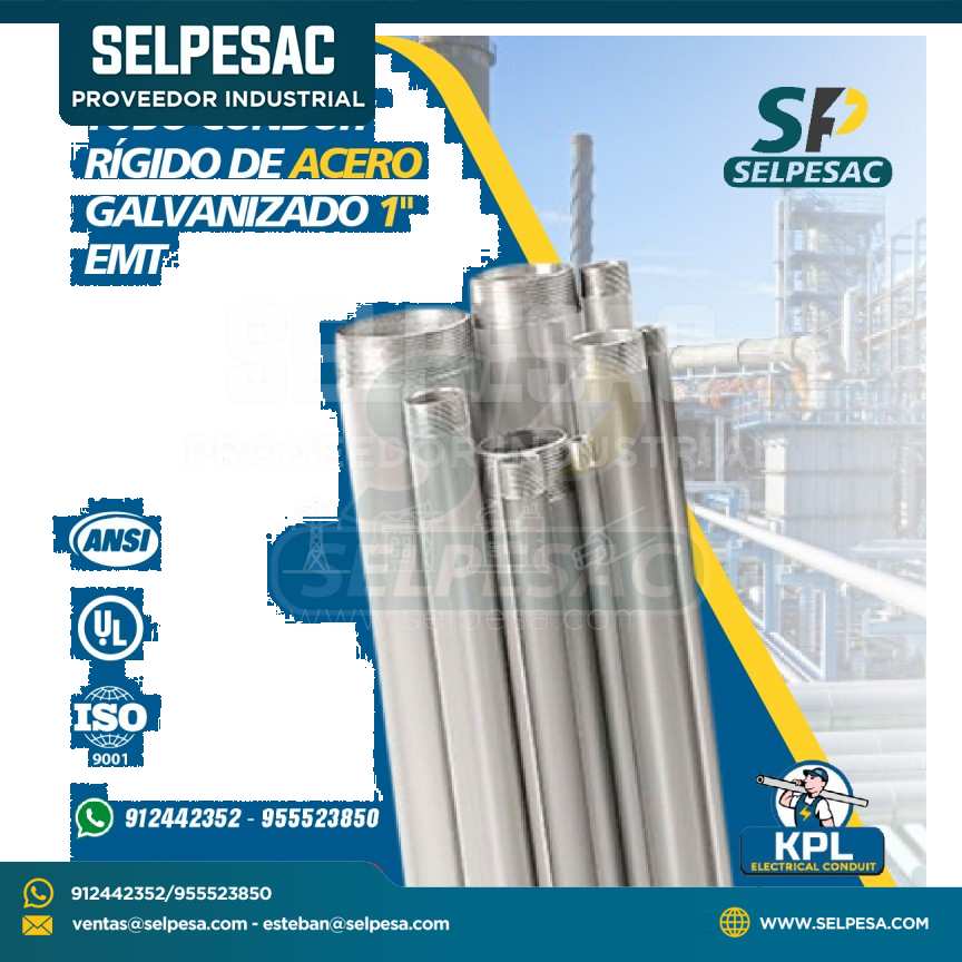TUBO CONDUIT RIGIDO DE ACERO GALVANIZADO 1´´ EMT - UL