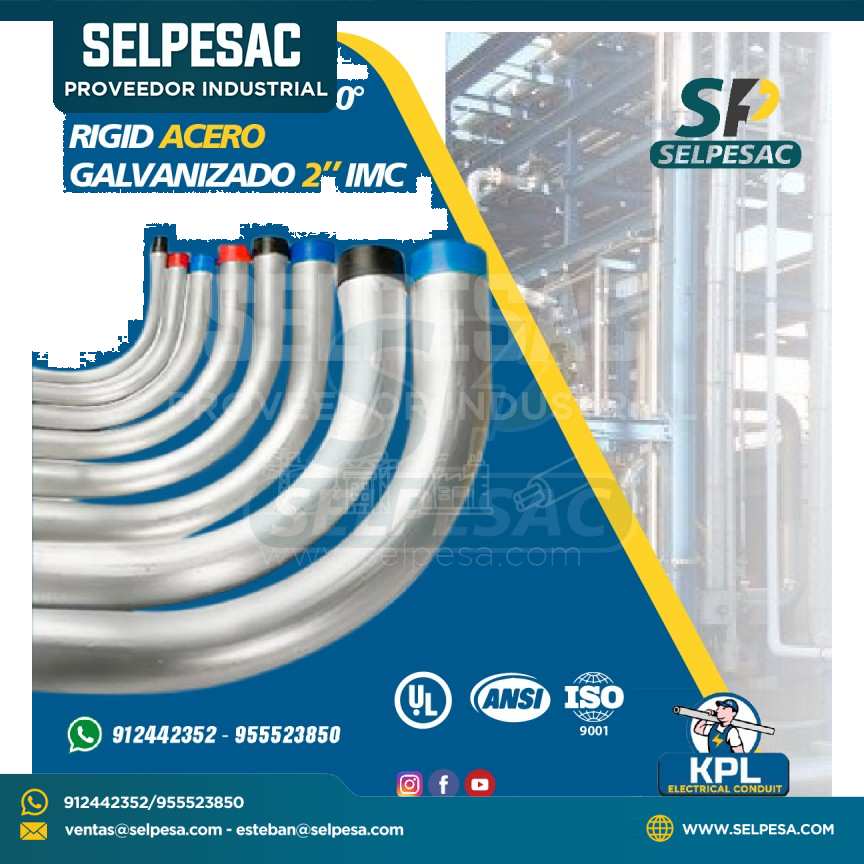 TUBERÍA CURVA 90° RIGIDO ACERO GALVANIZADO 2´´ IMC - UL