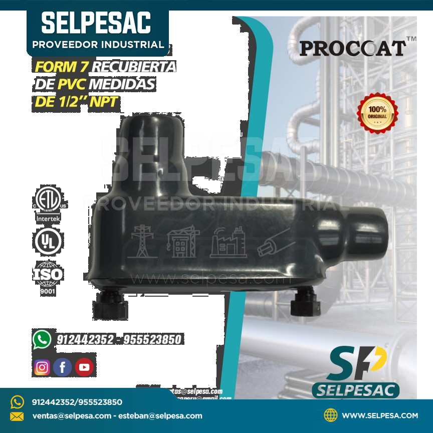 PROCOAT - CAJA CONDULET TIPO LB 1/2´´ DIAM. RECUBIERTO DE PVC - NPT - UL