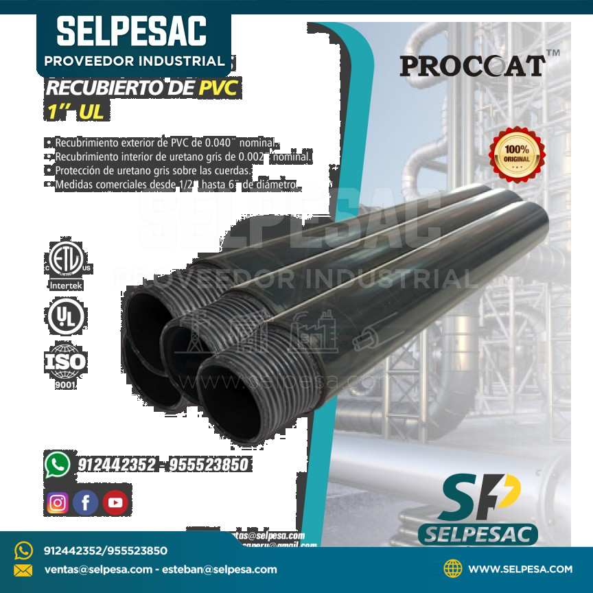 PROCOAT - TUBO CONDUIT ACERO RGS 1´´ RECUBIERTO DE PVC - UL PROCOAT