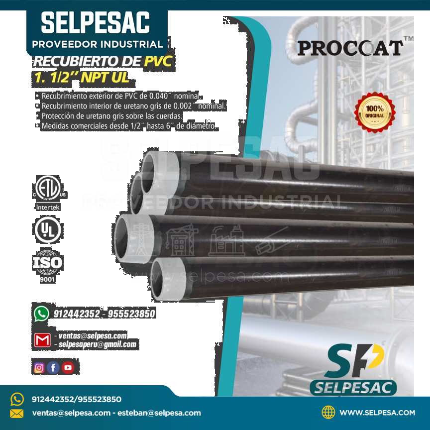 PROCOAT - TUBO CONDUIT ACERO RGS 1.1/2´´ RECUBIERTO DE PVC - UL