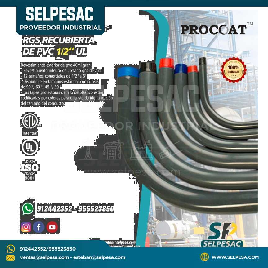 PROCOAT - CURVA CONDUIT ACERO RGS 45° RECUBIERTA DE PVC 1/2´´ - UL