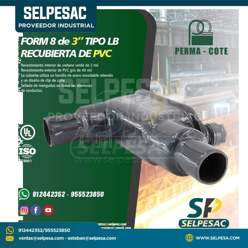 CAJA CONDULET FORM 8 - TIPO LB 3´´ REVESTIDO DE PVC - UL PERMACOTE