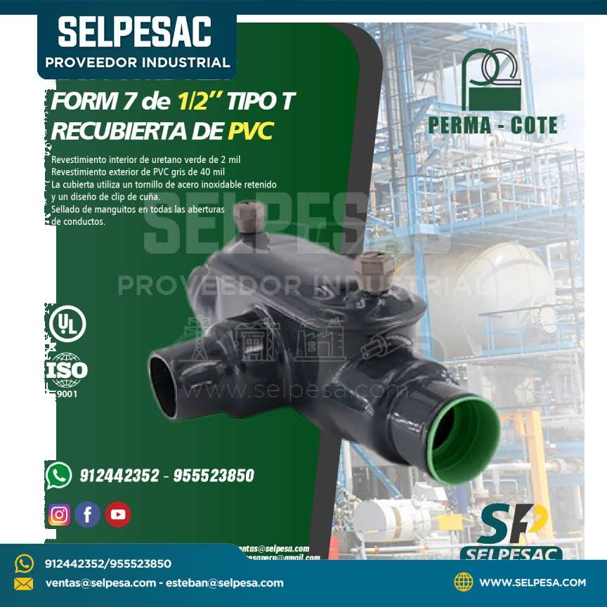 CAJA CONDULET FORM 7 - TIPO T 1/2´´ REVESTIDO DE PVC - UL PERMACOTE