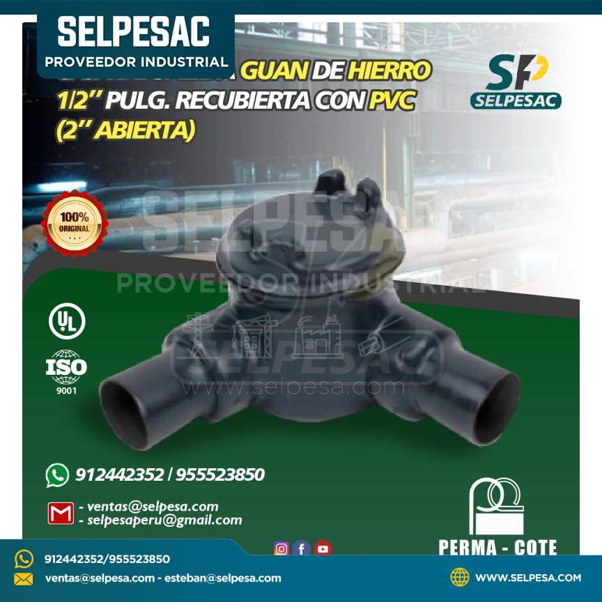 CAJA DESALIDA GUAN 1/2´´ DE HIERRO RECUBIERTO CON PVC - UL PERMACOTE