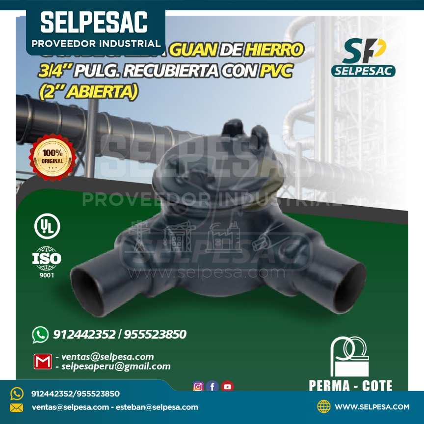 CAJA DE SALIDA GUAN 3/4´´ DE HIERRO RECUBIERTO DE PVC - UL PERMACOTE