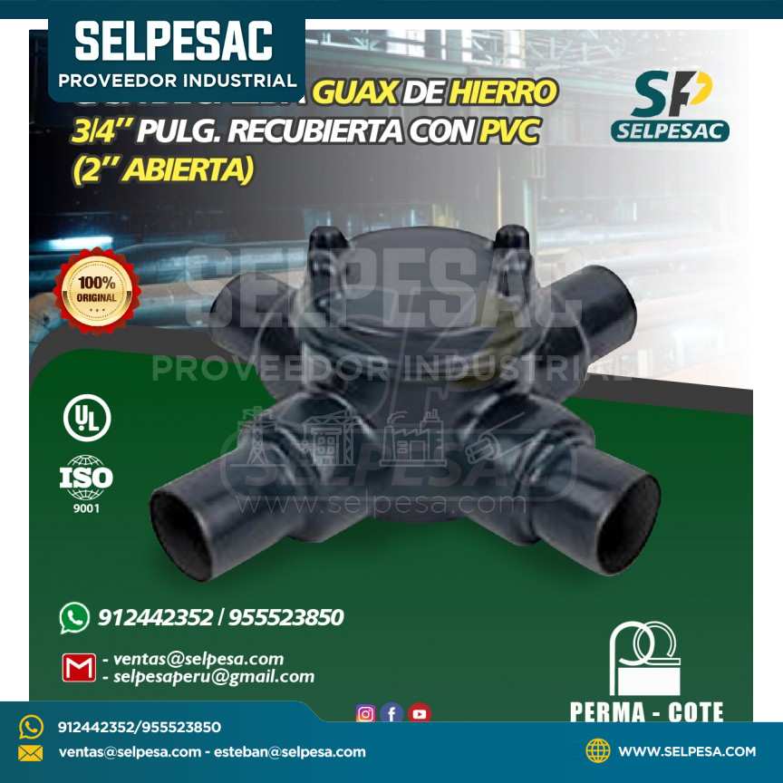 CAJA DE SALIDA GUAX 3/4´´ DE HIERRO RECUBIERTO DE PVC- UL PERMACOTE
