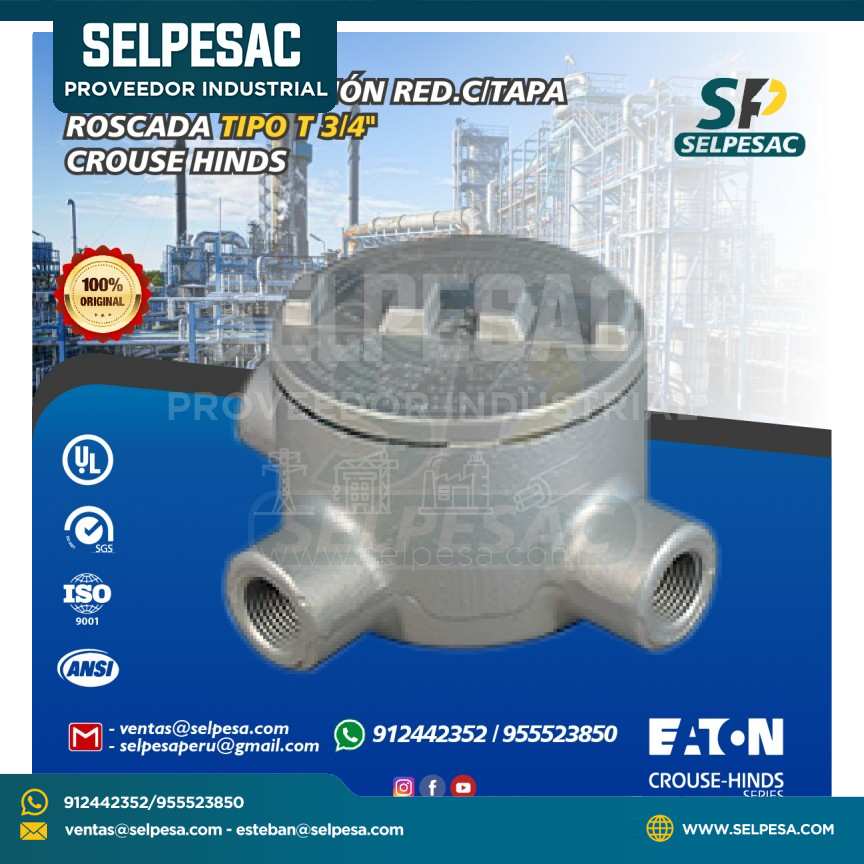 CAJA DE DERIVACIÓN GUA TIPO T 1/2´´ C/TAPA ROSCADA DE HIERRO FERALOY - CROUSE HINDS