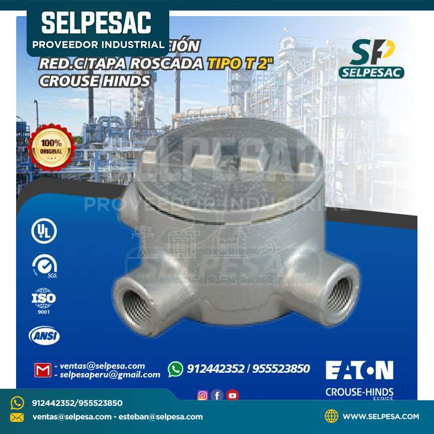 CAJA DE DERIVACIÓN GUA TIPO T 2´´ C/TAPA ROSCADA DE HIERRO FERALOY - CROUSE HINDS