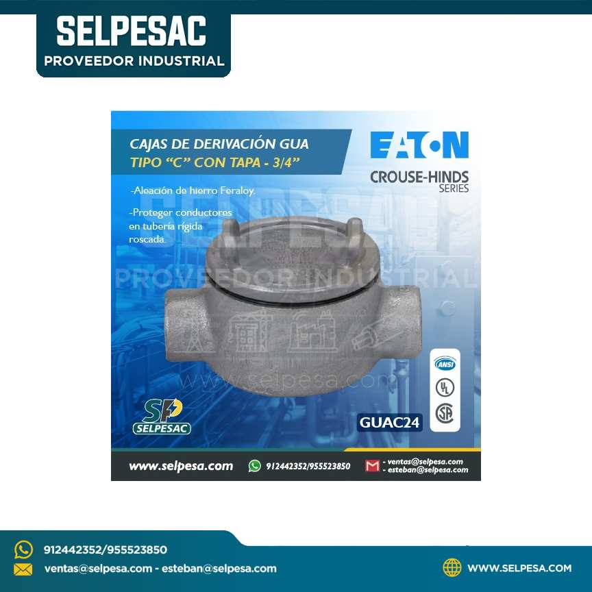 EATON CROUSE HINDS - CAJA DE DERIVACIÓN GUAC C-TAPA 3/4´´ HIERRO