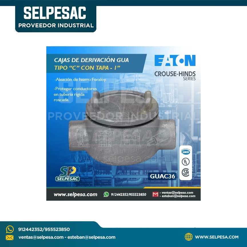 EATON CROUSE HINDS - CAJA DE DERIVACIÓN GUAC C/TAPA 1´´ HIERRO FERALOY
