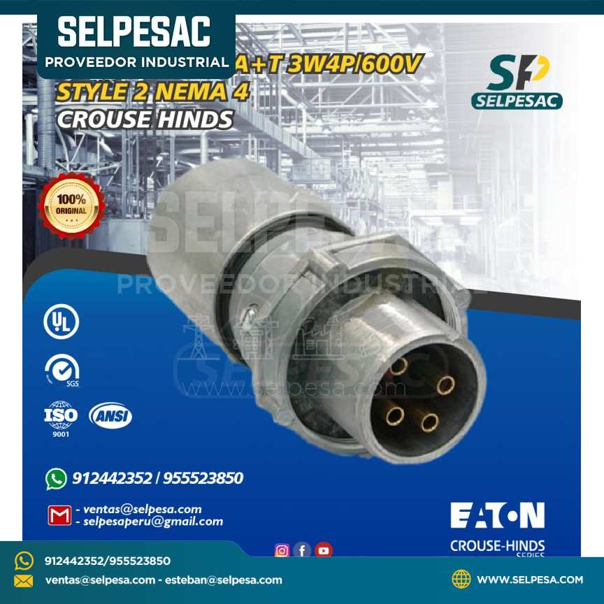 ENCHUFE 3X30A + T3W 4P 600V STYLE 2 NEMA 4 -  UL - CROUSE HINDS