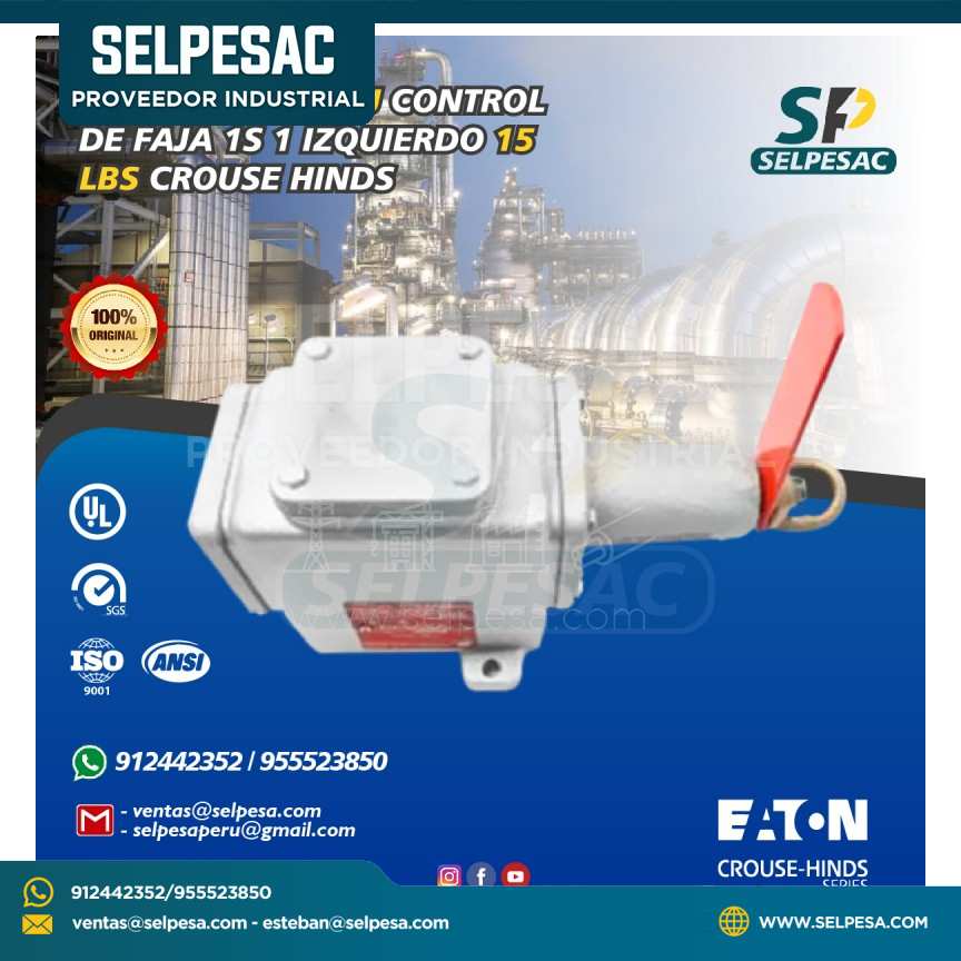 EATON CROUSE HINDS INTERRUPTOR AFU CONTROL DE FAJA 1S - 1 IZQUIERDO 15 LBS