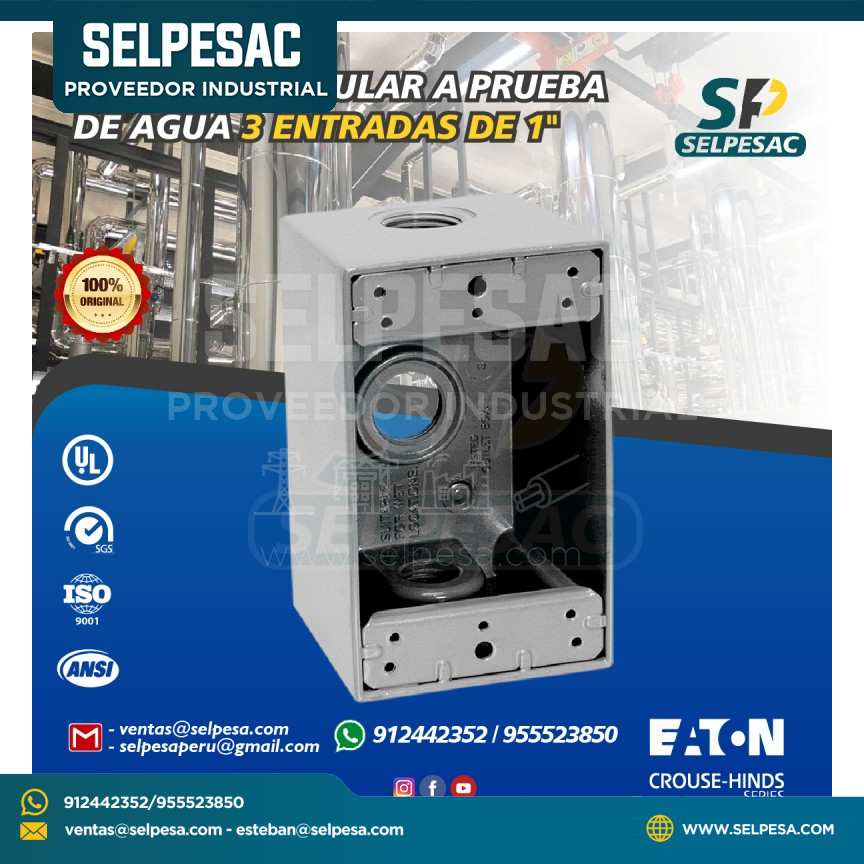 EATON CROUSE HINDS - CAJA RECTANGULAR CONEXIÓN CONDULET 3 ENTRADAS 1´´