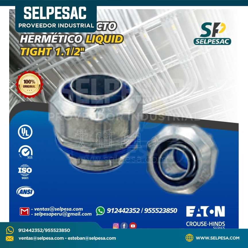 EATON CROUSE HINDS CONECTOR RECTO HERMÉTICO LIQUID TIGHT 1. 1/2´´ UL
