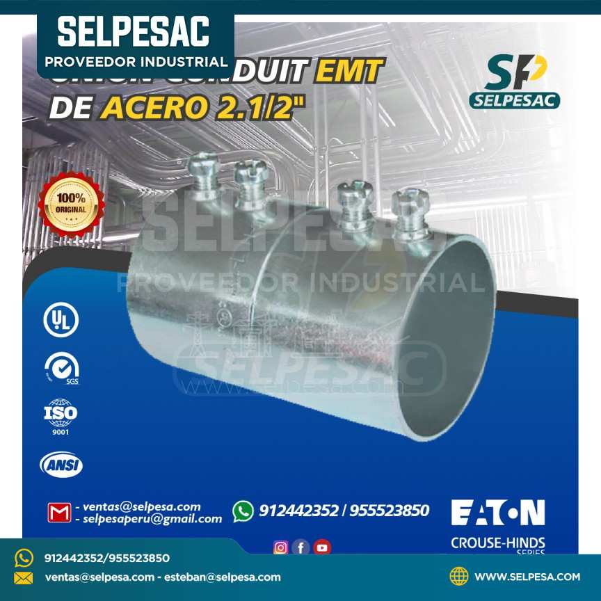 EATON CROUSE HINDS - UNIÓN CONDUIT EMT DE ACERO 2. 1/2´´ - UL