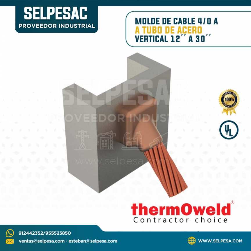 THERMOWELD - MOLDE CABLE 4/0´´ A TUBO DE ACERO VERTICAL 12´´ A 30´´