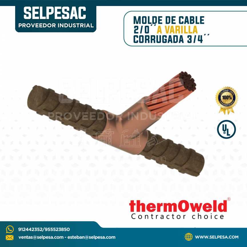 THERMOWELD - MOLDE DE CABLE 2/0´´ A VARILLA CORRUGADA 3/4´´