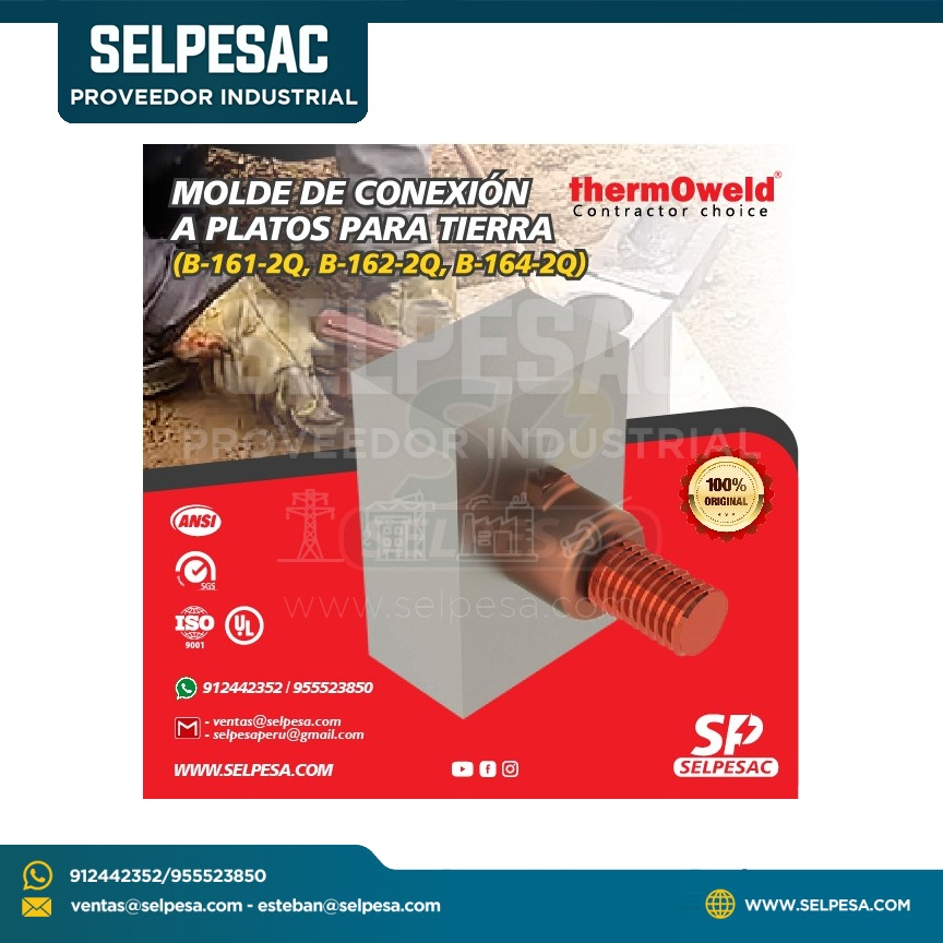 THERMOWELD MOLDE DE CONEXION A PLATOS PARA TIERRA (B-161-2Q, B-162-2Q, B-164-2Q)
