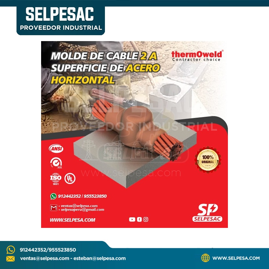 THERMOWELD MOLDE DE CABLE 2 A SUPERFICIE DE ACERO HORIZONTAL