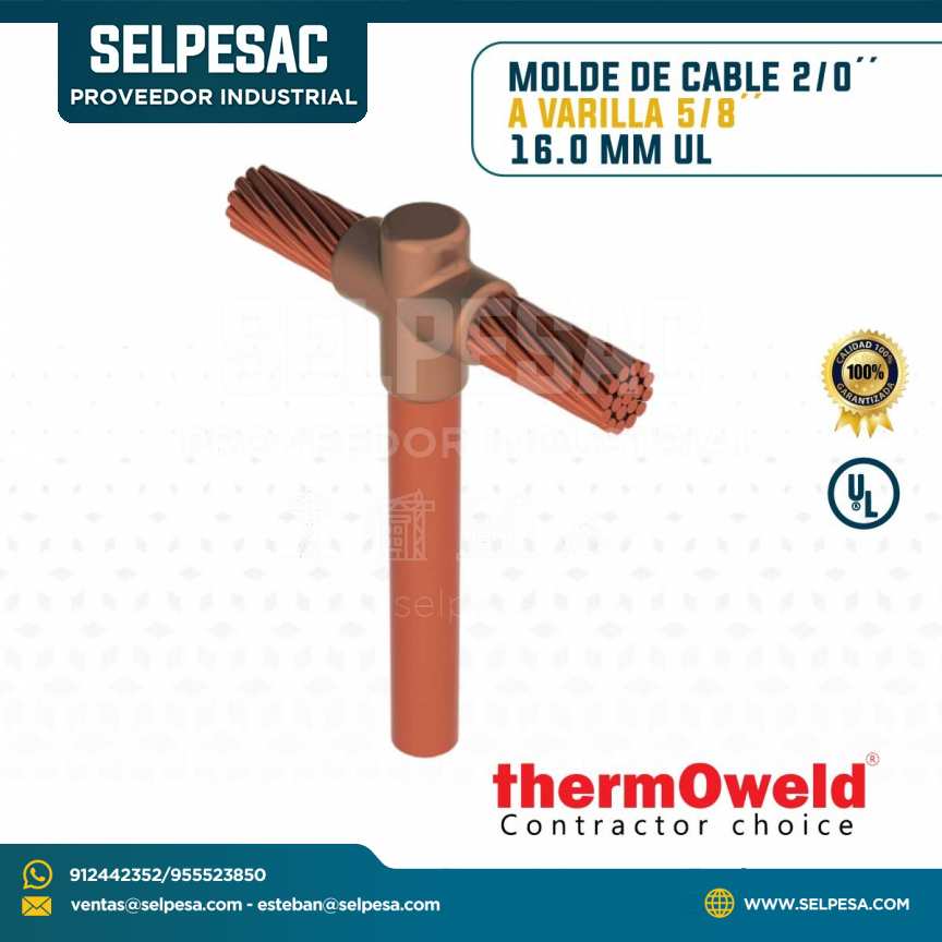 THERMOWELD - MOLDE DE CABLE 2/0´´ A VARILLA 5/8´´ 16.0 MM UL