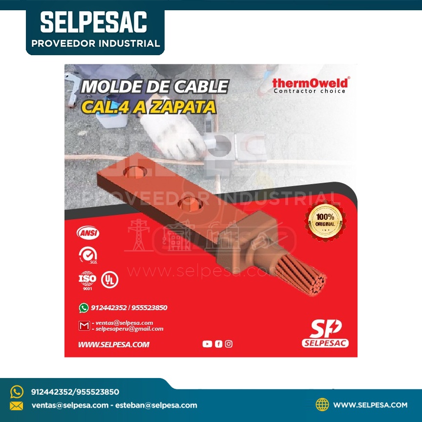 THERMOWELD MOLDE DE CABLE CAL. 4´´ A ZAPATA UL COBRE