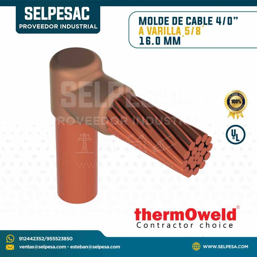 THERMOWELD - MOLDE DE CABLE 4´´ A VARILLA 5/8´´ 16.0 MM