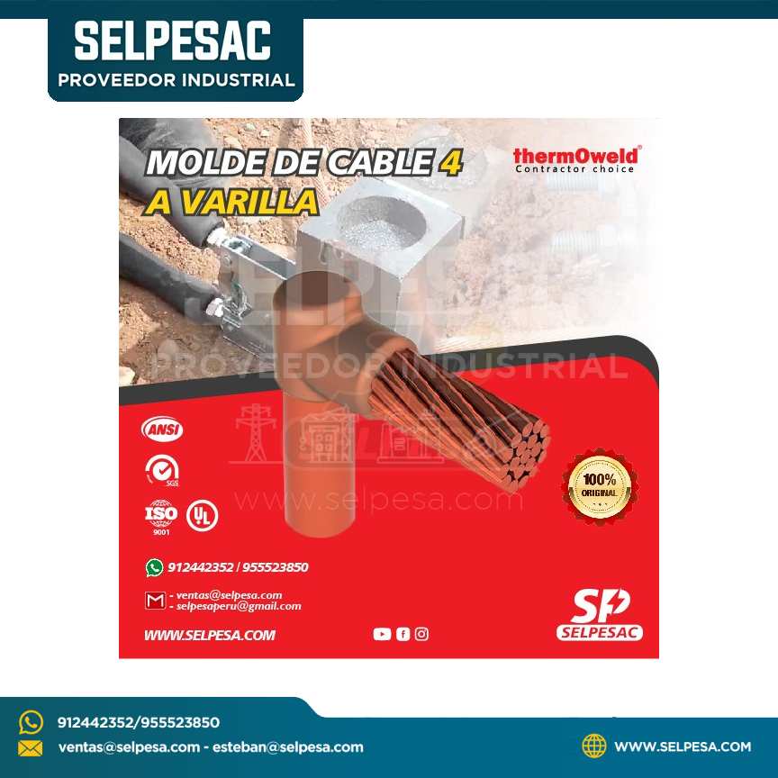 THERMOWELD MOLDE DE CABLE 4´´ A VARILLA 5/8´´ 16.0 MM