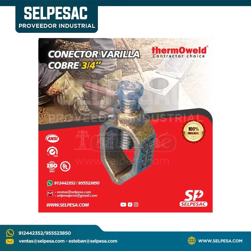 THERMOWELD CONECTOR A VARILLA DE COBRE 3/4´´