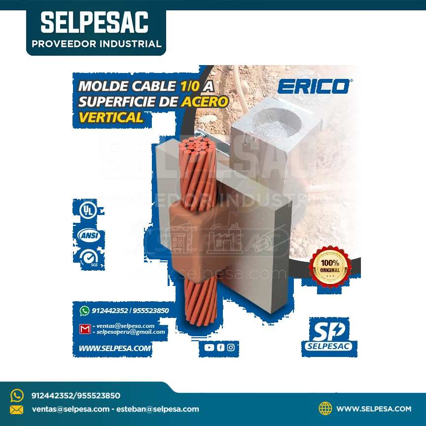 ERICO MOLDE CABLE 1/0 A SUPERFICIE DE ACERO VERTICAL- UL