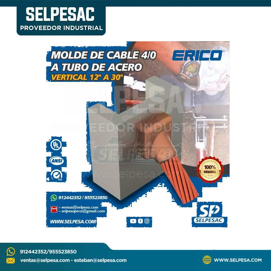 ERCIO - MOLDE DE CABLE 4/0 A TUBO DE ACERO VERTICAL 12! A