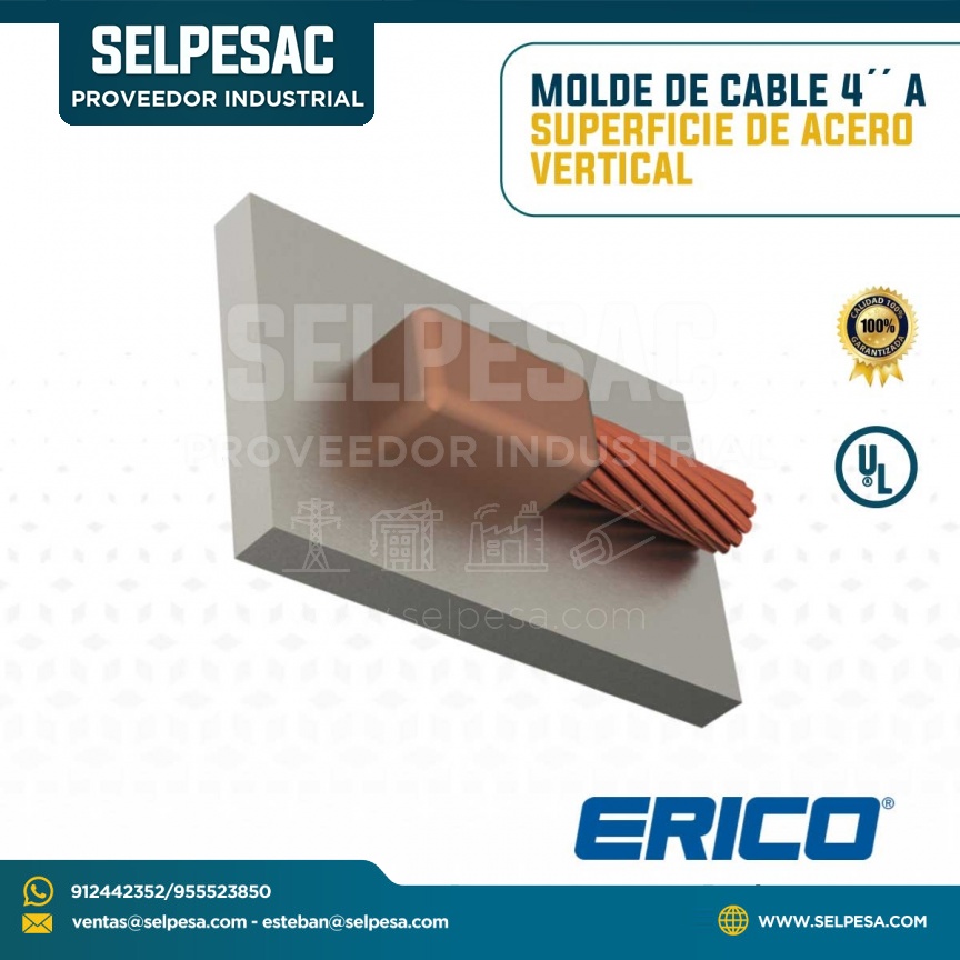 ERICO - MOLDE DE CABLE 4´´ A SUPERFICIE DE ACERO VERTICAL - UL