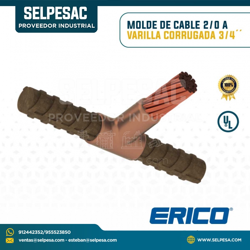 ERICO - MOLDE DE CABLE  2/0 A VARILLA CORRUGADA 3/4´´ - UL