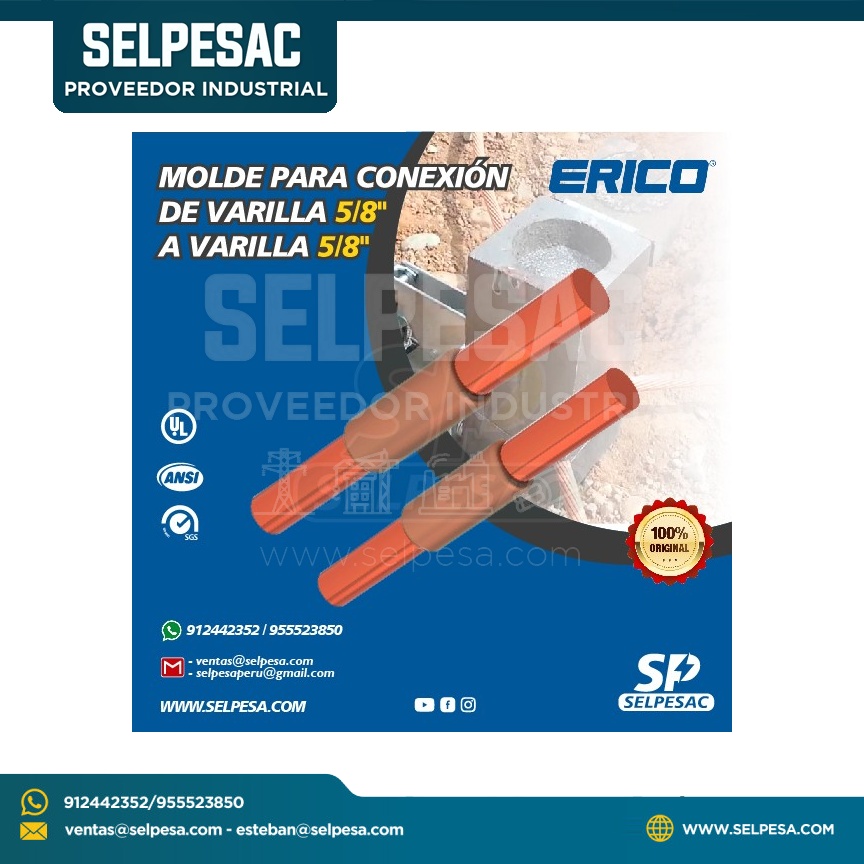 ERICO - MOLDE DE CONEXIÓN DE VARILLA DE ATERRIZAJE  5/8´´ A VARILLA 5/8´´