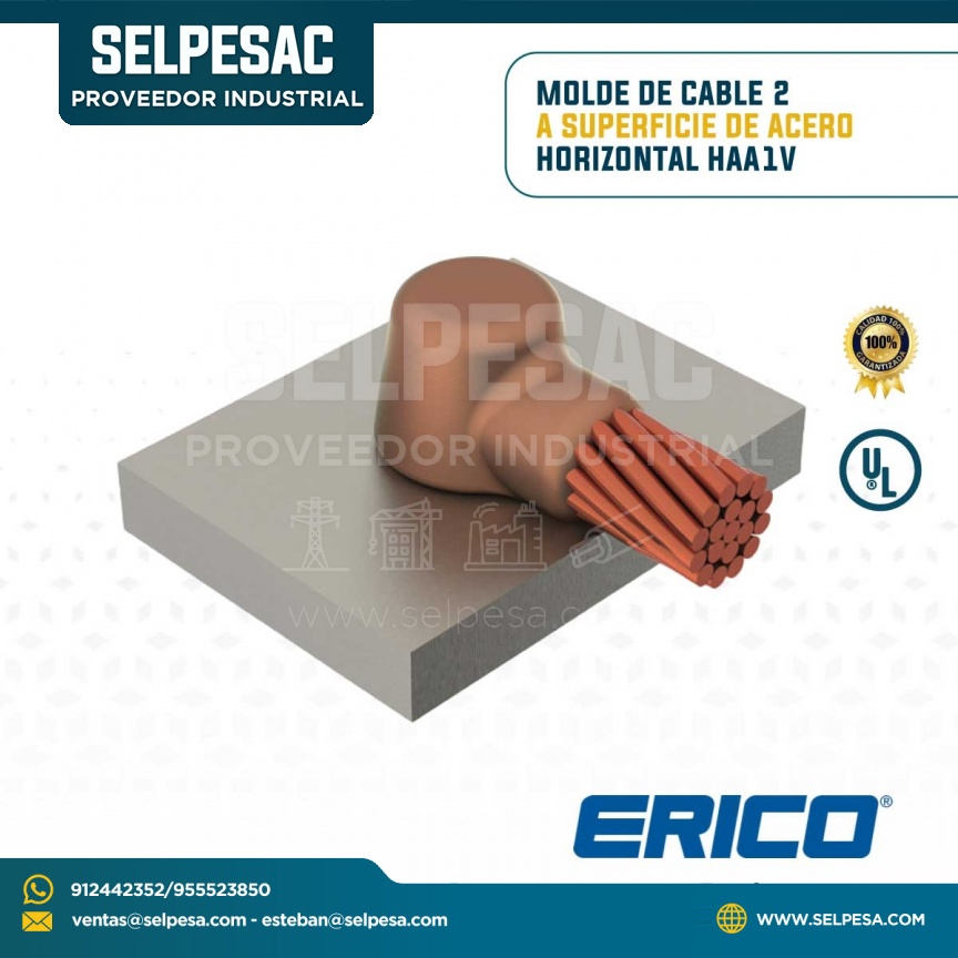 ERICO - MOLDE DE CABLE 2 A SUPERFICIE DE ACERO HORIZONTAL HAA1V