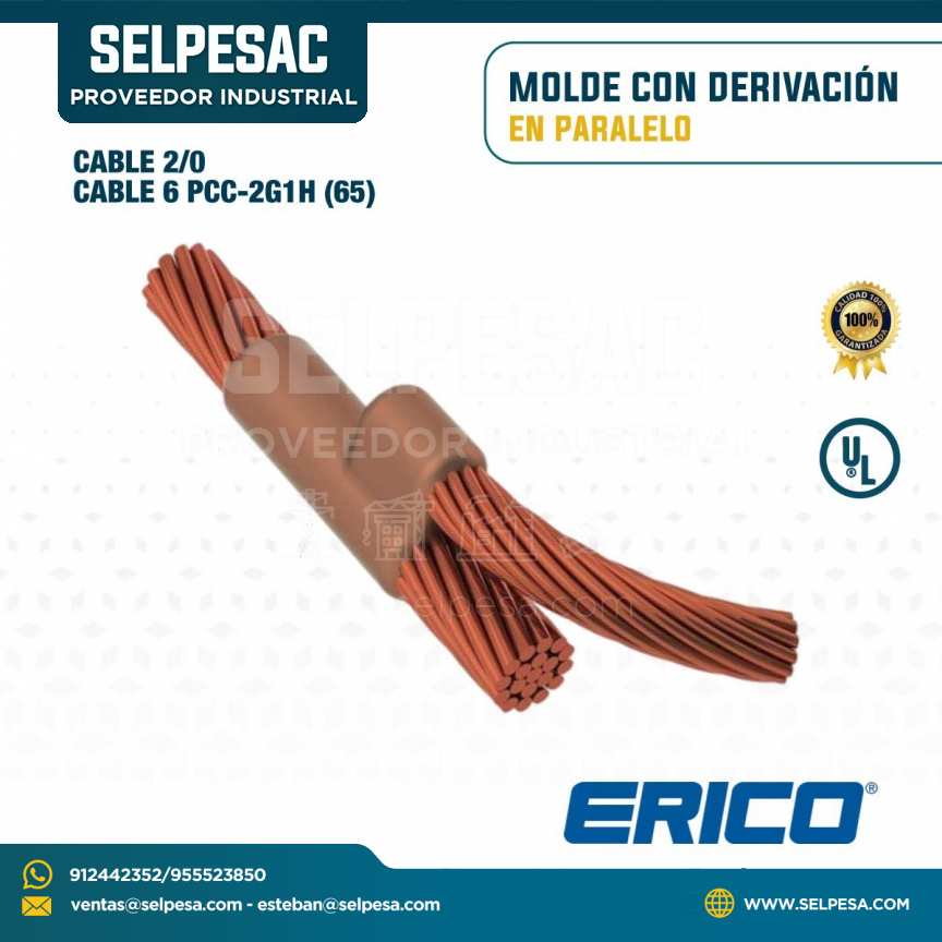 ERICO - MOLDE CON DERIVACIÓN EN PARALELO CABLE 2/0 CABLE 6´´ PCC-2C1H