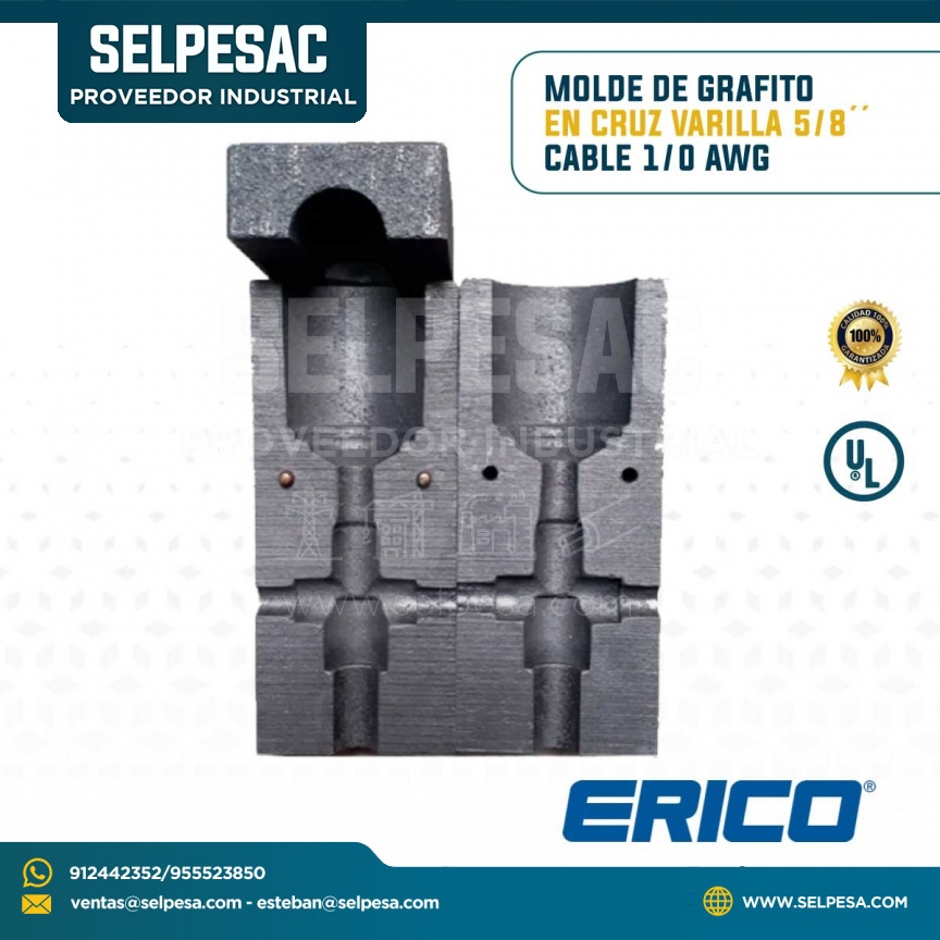 ERICO - MOLDE DE GRAFITO EN CRUZ VARILLA 5/8´´ CABLE 1/0 AWG