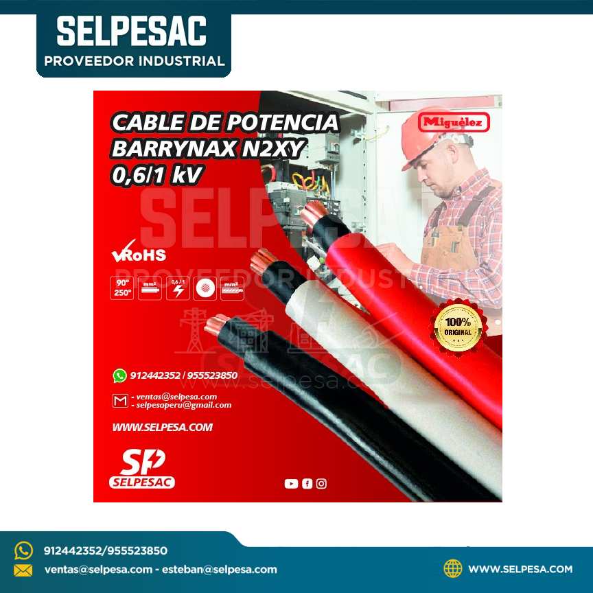 MIGUÉLEZ - CABLE DE POTENCIA BARRYNAX N2XY 0.6/1 kV CONDUCTOR RÍGIDO