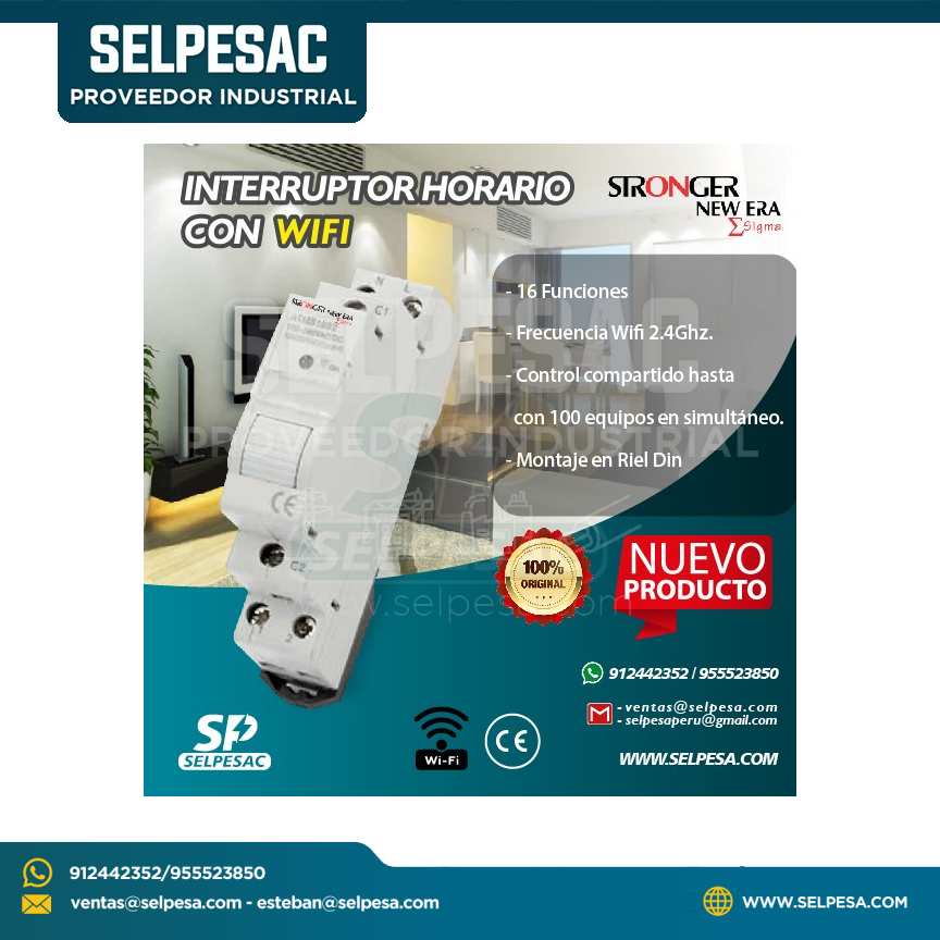 STRONGER - INTERRUPTOR HORARIO CON WIFI FRECU. 2.4 Ghz MONTAJE RIEL DIN