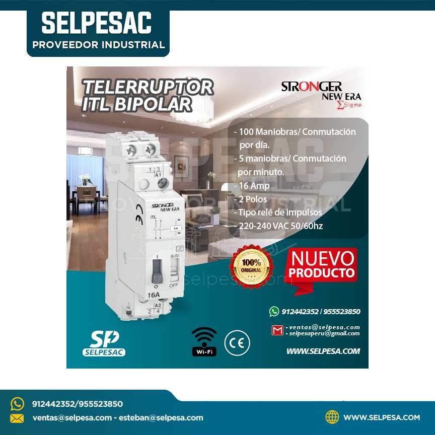 STRONGER - TELERRUPTOR ITL BIPOLAR 16 AMP RELÉ DE IMPULSO 220-240VAC