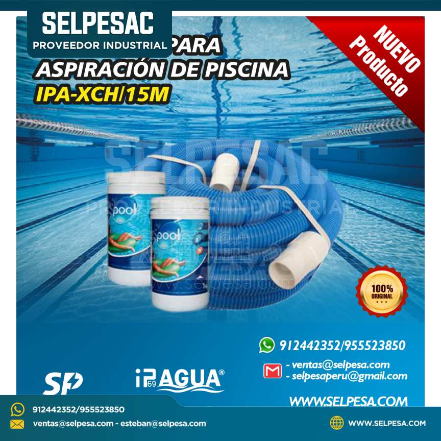 IPAGUA - MANGUERA PARA ASPIRACIÓN DE PISCINA DE 15 M.