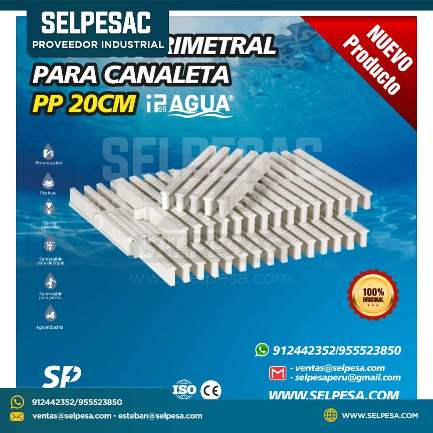 IPAGUA - REJILLA PERIMETRAL PARA CANALETA PP 20CM