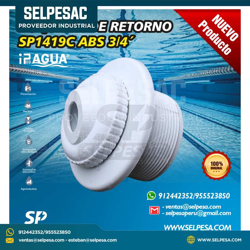 IPAGUA - BOQUILLA DE RETORNO 3/4´´ PARA PISCINA