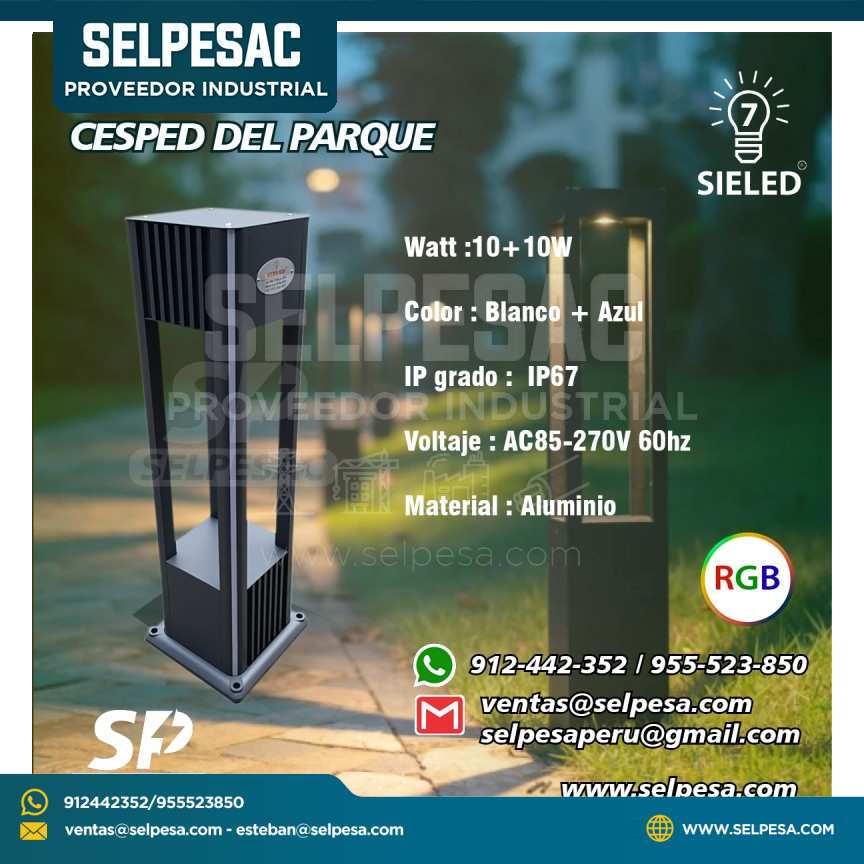 SIELED - LAMPARA DE CESPED LED 7W SIELED ALUMINIO - VIDRIO TEMPLADO