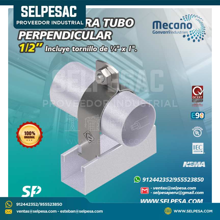 MECANO - FIJADOR PARA TUBO PERPENDICULAR 1/2´´ ACERO GALVANIZADO