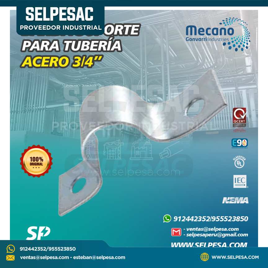 MECANO - BANDA SOPORTE PARA TUBERÍA ACERO GALVANIZADO 3/4´´